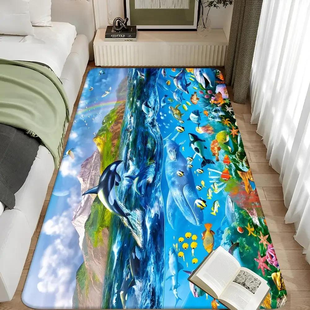 Mořská zvířata Oceánský svět Žraločí oblast Podložka na podlahu Koupelnová rohožka Severský styl Domácí rohožka Rohožky do koupelny a na toaletu Ložnice Vstupní rohožka