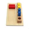 Wood Peg Box Sensory Toys Early Educational Toy Colored Cylinder and Base Puzzles for