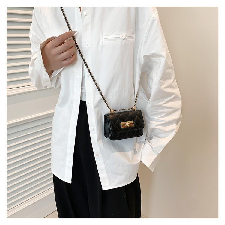 Korean Style Retro Women's Diamond Pattern Chain Crossbody Bag 2025 - Trendy Fashion Casual Small Square Shoulder Bag