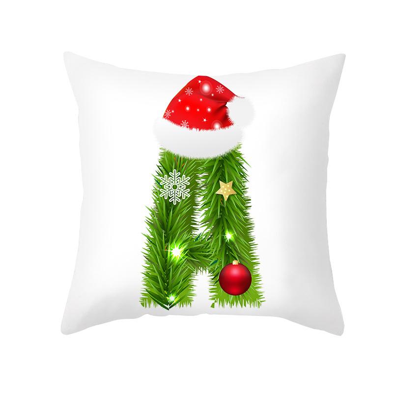 Christmas Pillow Cover Cartoon Green Letter Series Office Pillow Cover Printed Cushion Cover Cross-border