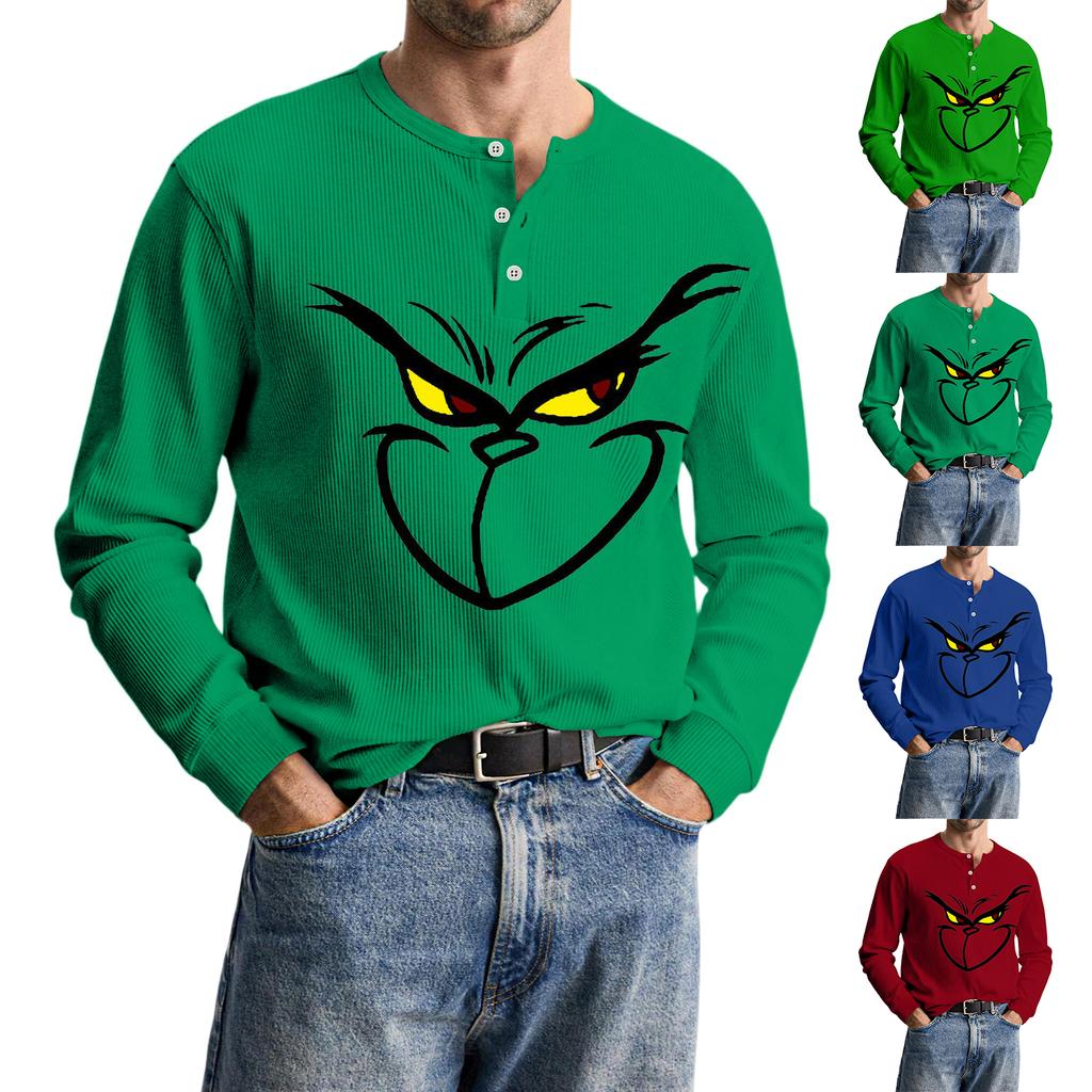 Men's Casual Knit Button-Up Long-Sleeve Shirt