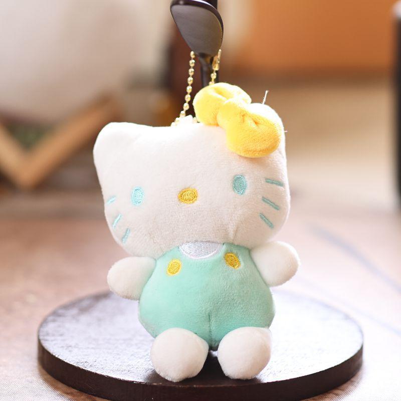 Cute Plush Doll Pendant Internet Celebrity Hello Kitty Small Pendant Plush Doll Cute Strap Pants Hello Kitty Bag Keychain Doll зелёный