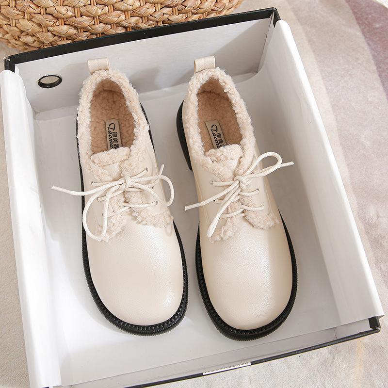 

Loafers new autumn and winter velvet platform British style lace-up black small leather shoes single shoes large size women s shoes 41-43 43 абрикосовый