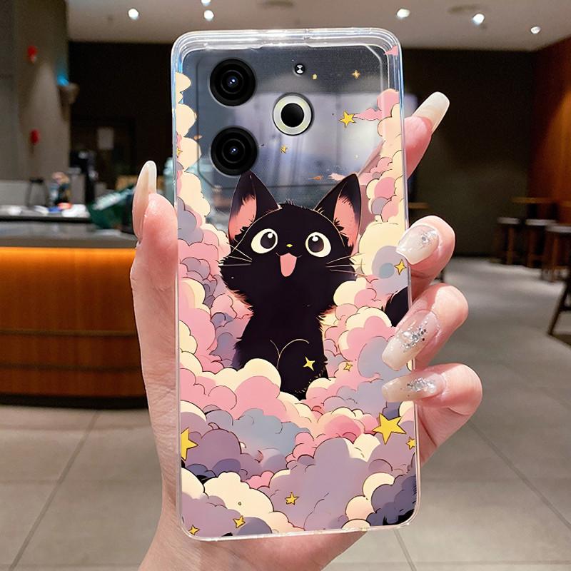 TPU Transparent Case For Tecno Pova 6 Neo Beautiful Bright Back Cover Stylish Viral Shockproof Soft Casing Butterfly Pattern