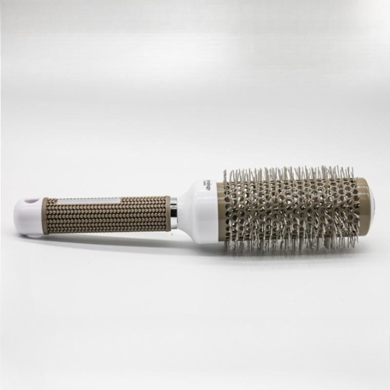 1pcs Gray Round Barrel Curling Brush Comb Styling Salon Hairdressing Tool