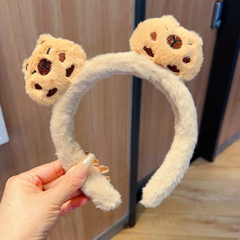 Cute Wool Rabbit Head Headband for Women Ladies Head Wears Princess Girls Lovely Bunny Head Hoop
