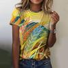 2025 Summer Women's Round Neck T-Shirt Fashion Printed Flower Pattern Top Simple Design Harajuku Short Sleeve T-Shirt