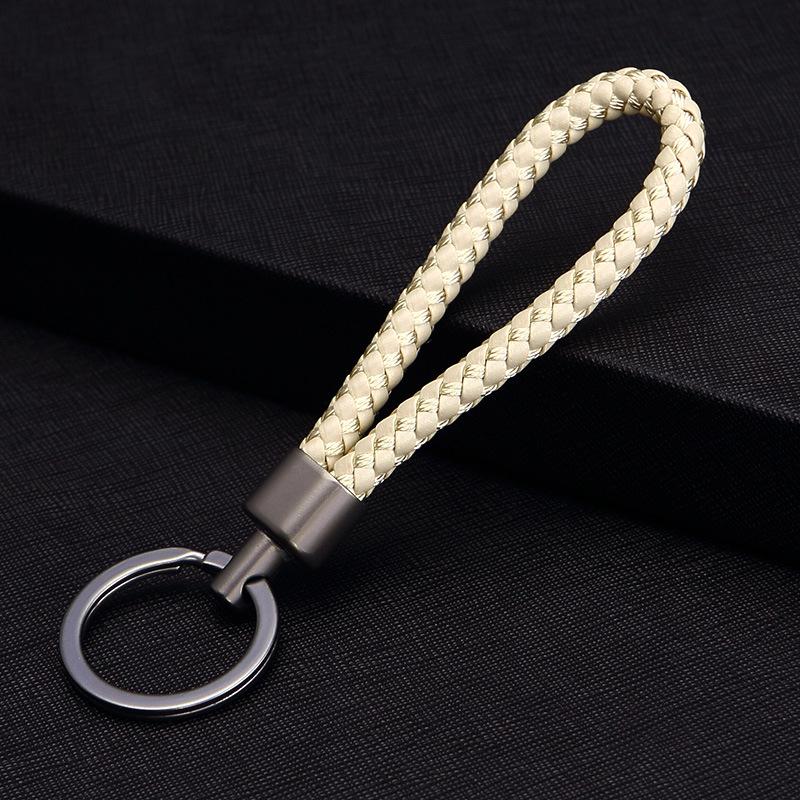 

Handmade Retro Minimalist Woven Leather & Metal Keychain with Anti-Lost Buckle for Car and Home Use