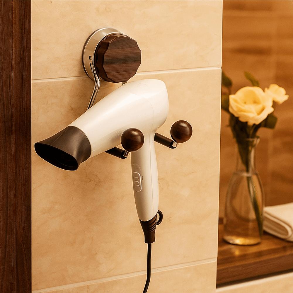 Suction Cup Style Hair Dryer Rack Space Saving Hair Dryer Holder  Bathroom Storage
