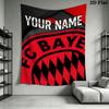 Custom Name Bayern Munich Wall Tapestry Aesthetic Wall Hanging Printed Fabric Blanket Decorative Tapestries for Bedroom Living Room Home Decor