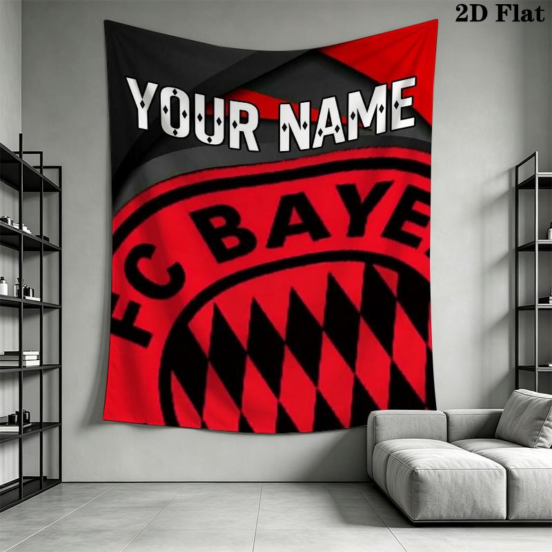 Custom Name Bayern Munich Wall Tapestry Aesthetic Wall Hanging Printed Fabric Blanket Decorative Tapestries for Bedroom Living Room Home Decor