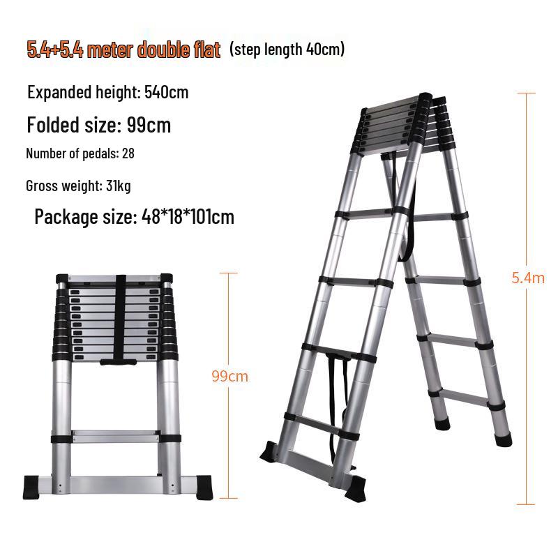 Multi-Functional Aluminum Telescopic Ladder - Herringbone Design, Foldable, Thickened for Household and Large Joint Decoration.