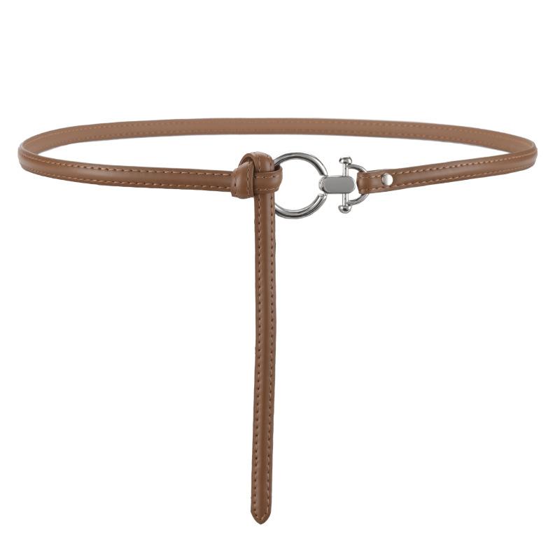 Knyttet Tynt Belte Dame Dekorativ Kjole Enkelt Ekte Lær Moteabelt Belte Allsidig Midjekjede Koreansk Stil Ekstern Match for Kvinner