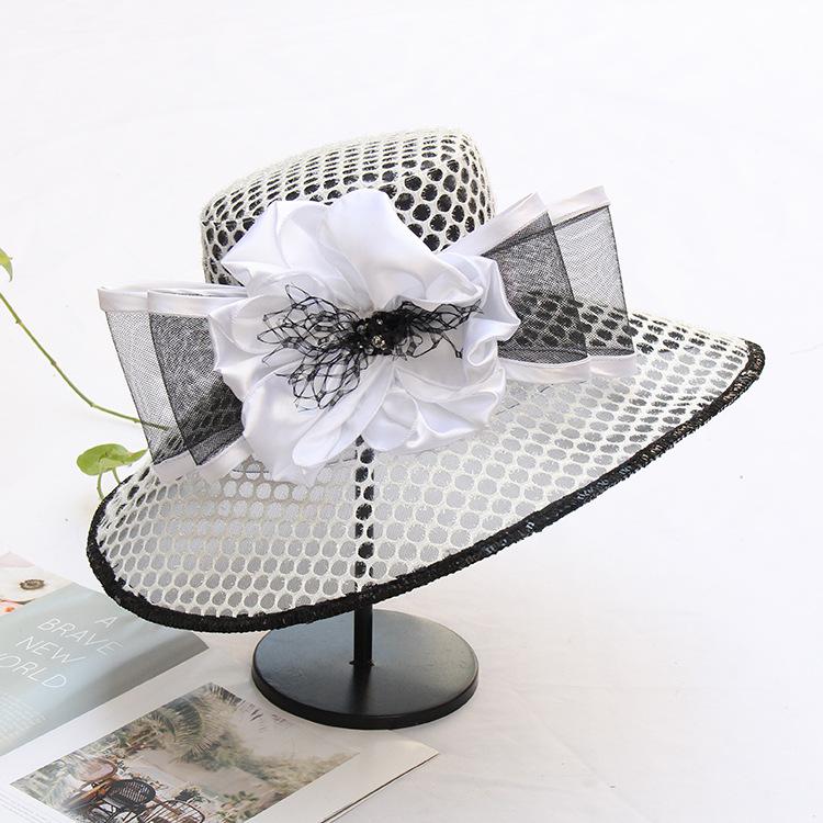 Eugen Yarn Hat Women'S Summer Bright Silk Flower Sun Protection Big Edge Hat Fashion Versatile Beach Hat Cool Hat Tide