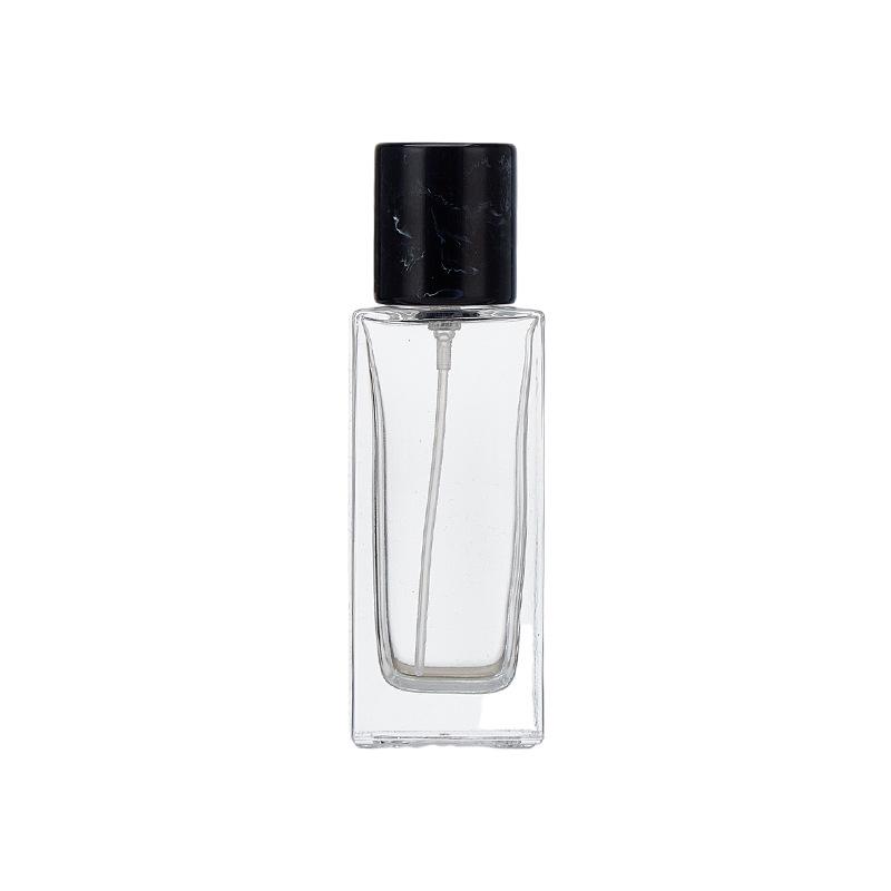 In-Stock Transparent Bayonet Glass Perfume Bottle with Resin Lid and Spray Refill