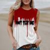 Women's Round Neck Casual Sleeveless Halloween Printed Vest T-Shirt Top