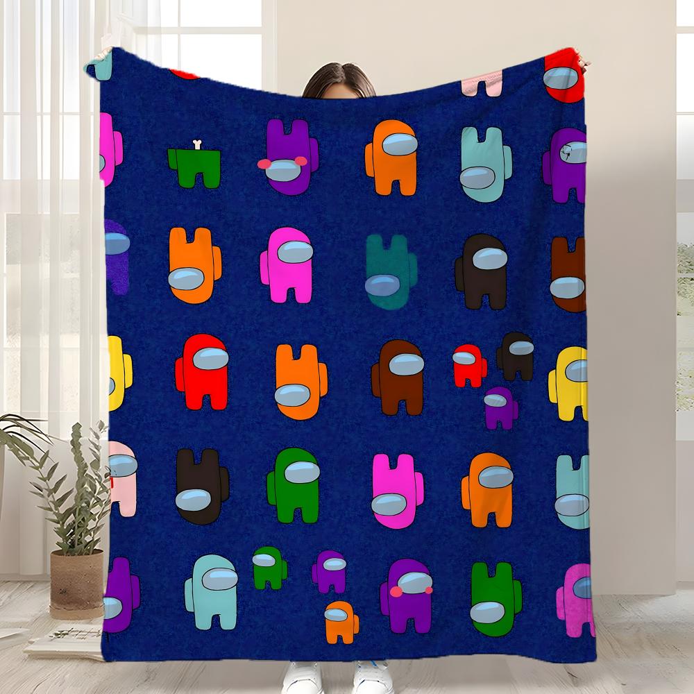 

Game A-AMonG Us Throw Kid-Friendly Flannel Throw Blanket Soft Warm Anti-Static Washable All Season 75x90cm
