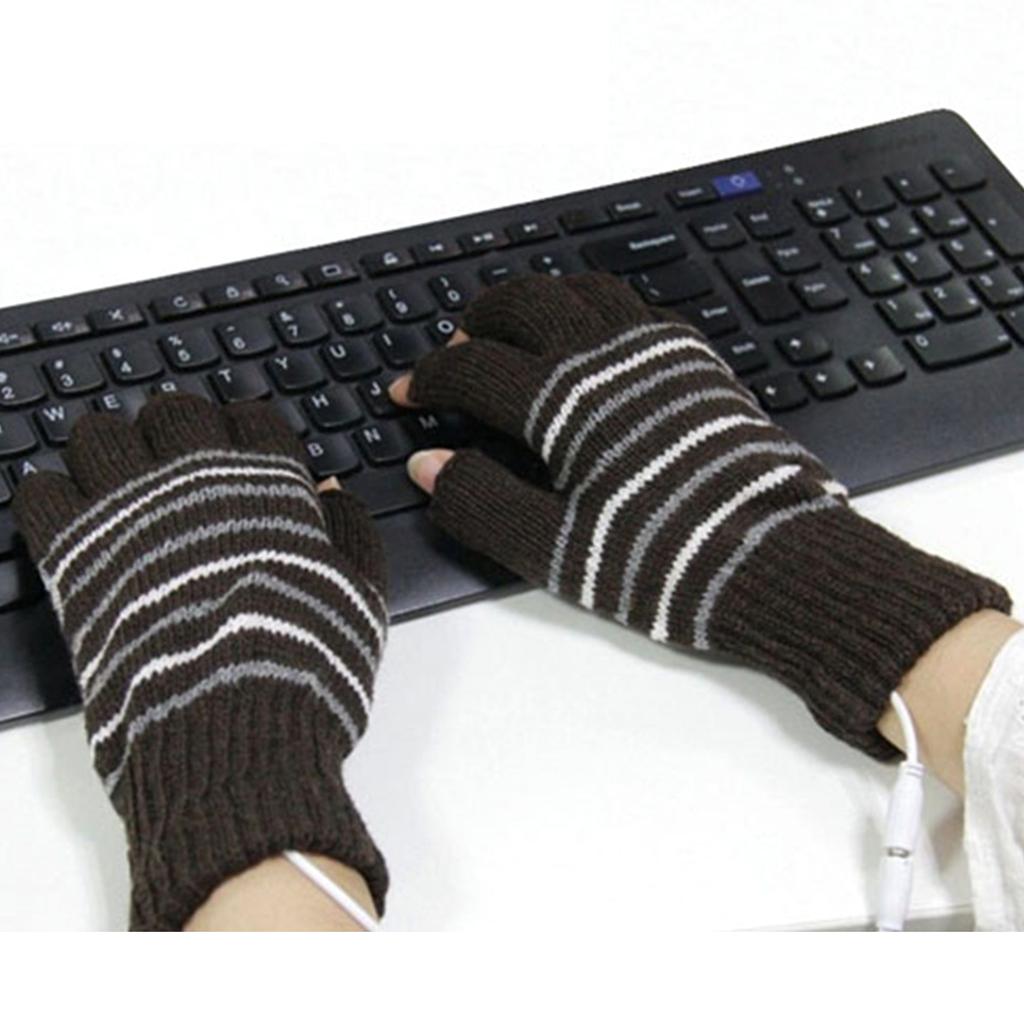 Convertible Flip Top USB Heated Gloves Winter Half Finger Thick Warm USB Heated Gloves for Adventure Enthusiasts