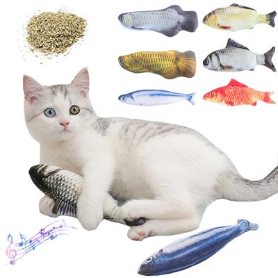 Cat Toy Soft Plush Catnip Fish Pillow Toy 3D Simulation Fish Sounding Chew Pet Toys For Cats Kitten Training Toys Pet Supplies