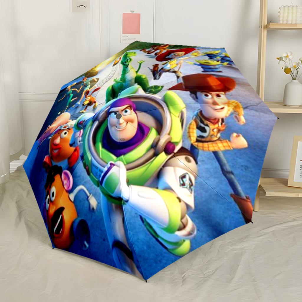 Toy Story Characters Compact Travel Automatic Umbrella with 8-Rib Durable Plastic & Iron for Women/Men Elegant Umbrella Birthday/Christmas Gift
