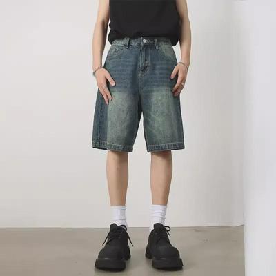 2024 Yaz Erkek Retro Yırtık Kot Şort - Bol Kesim, Düz Kesim, Her Şeye Uyumlu Moda