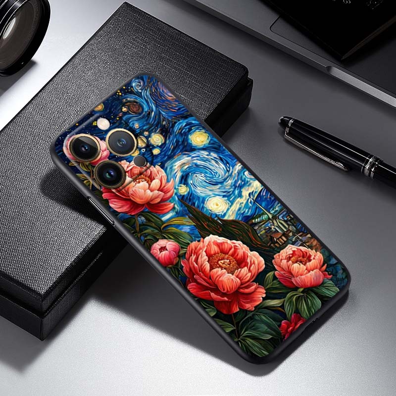 Creative landscape patterns Phone Case For Apple iPhone 17 16 16E 15 14 13 12 11 Pro Max Plus Black Soft Silicone