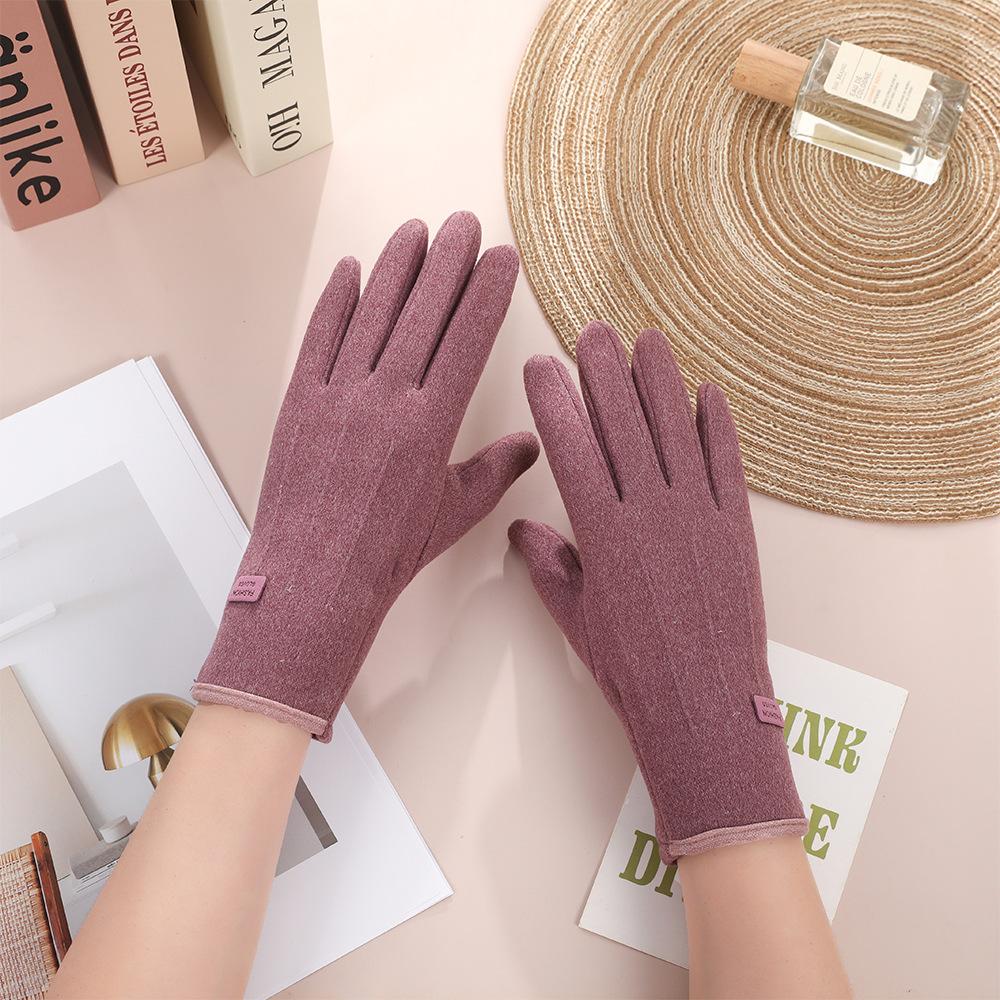 Warm Gloves for Women Rabbit Fleece Cute Bow Thickened Plush Windproof Riding Touch Screen Autumn and Winter Gloves