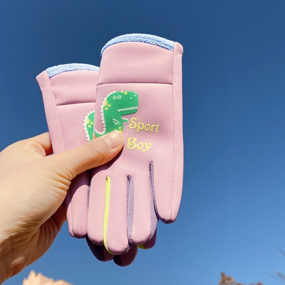 Dinosaur Pattern Children's Mittens Windproof Kids Cycling Gloves Winter Activities
