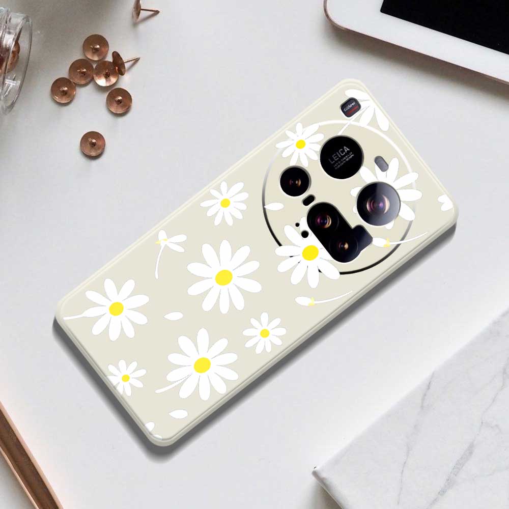 For Xiaomi 15 Ultra Case White Daisy Pattern Printing Straight Edge TPU Phone Back Cover