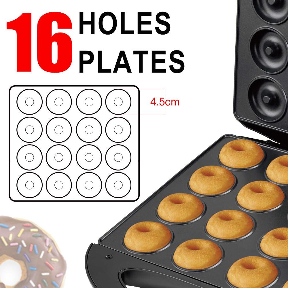 1400W Large Size 16 Hole Round Cake Machine Household Breakfast Electric Pancake Maker Double-sided Heating Donut Maker