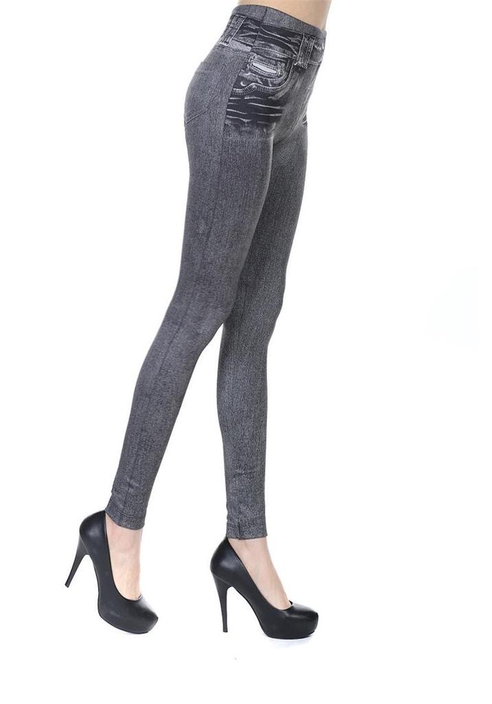Women's Stretchy Slimming Faux Denim Cropped Leggings