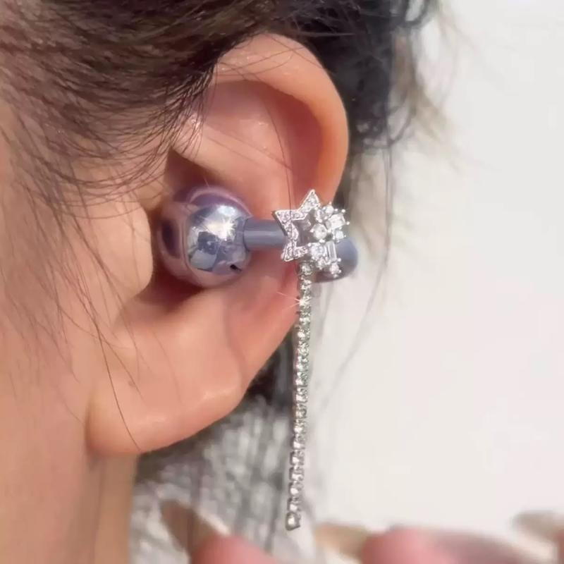 1Pair  Bling  Star Earphone Clips Wireless Earbuds Clip Decoration Removable Earbud Jewelry Accessories