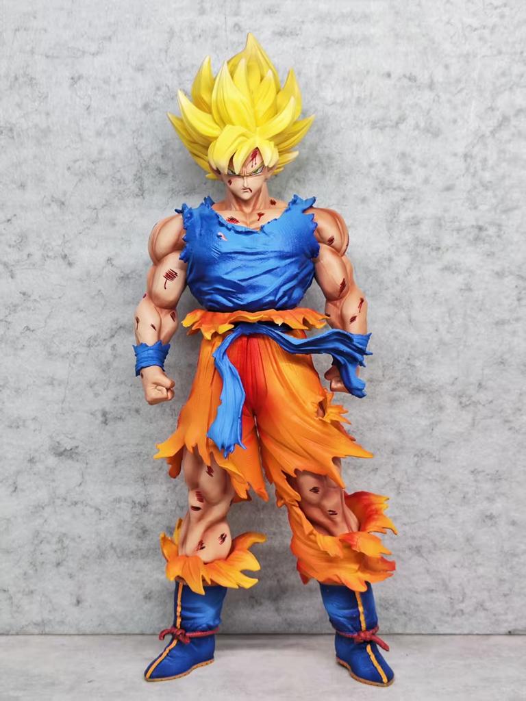 Dragon Ball Ys Junior 1 2 Super Saiyan Goku Gk Statue Model Anime Figure Battle Damage Edition Garage Kit Ornaments Boys Gifts