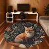 1pc fox floral Round Chair mat Area Rug - Non-Slip, Floor Mat for Office, Bedroom, and Indoor Decor c1118185