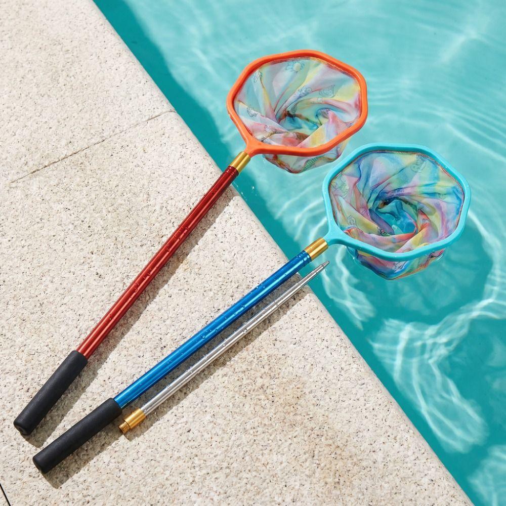 Retractable Design Pocket Fish Dip Net Non-Slip Handle Butterfly Nets Outdoor Swimming