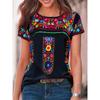 2025 Bohemian Print Women's Summer Short Sleeve Round Neck T-Shirt