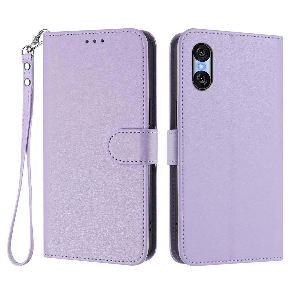 For Sony Xperia 10 VI Leather Case Wallet Stand Phone Cover with Wrist Strap