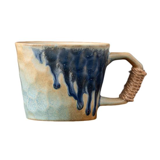 350ml Ceramic Mug Tea Coffee Cup Spiral Hemp Rope Vintage Office Mug Water Cup