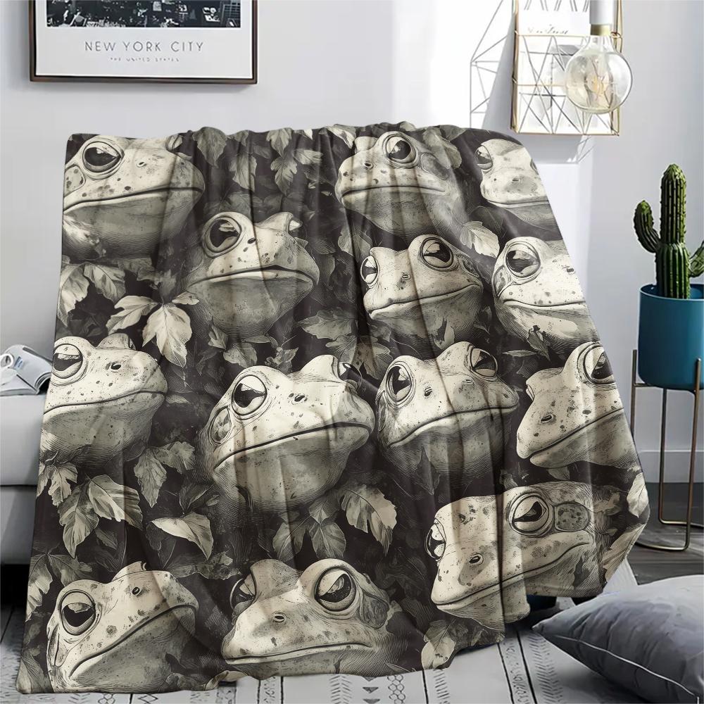 

Frog and Leaves,pattern Flannel Blanket, High quality Comfortable for All Seasons, Home Decor, Warmth and Comfort, Perfect for Gifts. 80cm x 120cm