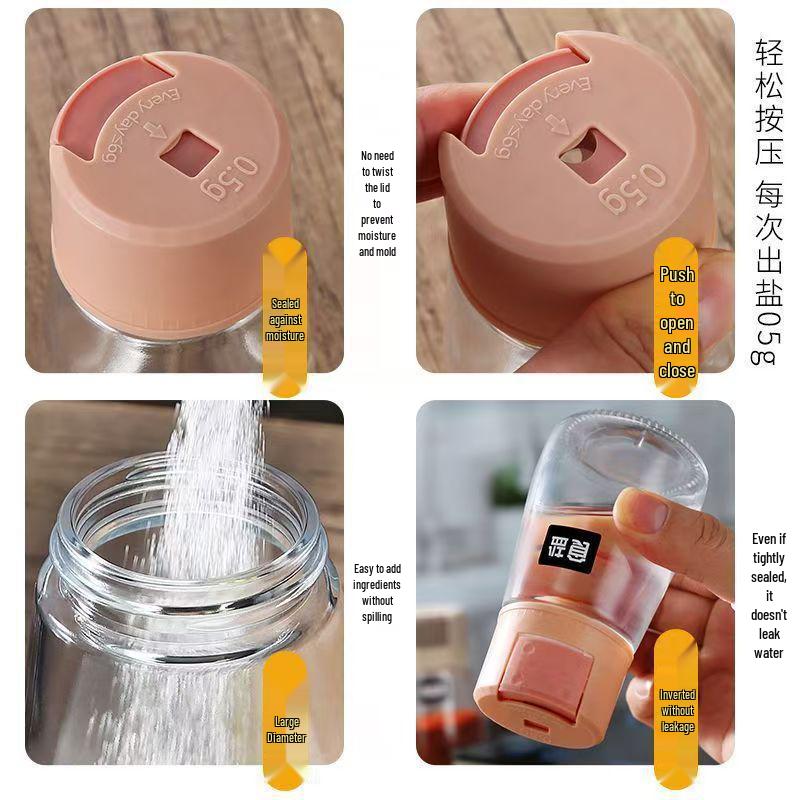 Sealed Glass Salt Control Shaker Set - Moisture-Proof Kitchen Seasoning Bottles 