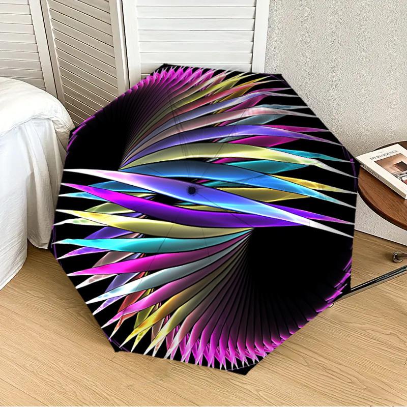 1pc Colorful Spiral Pattern Automatic Folding Umbrella, Casual Outdoor Accessory, Birthday Festival Gift yy251126146