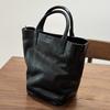 First layer leather simple leather mother and child bag retro casual bucket bag Korean version portable shoulder messenger bag cowhide