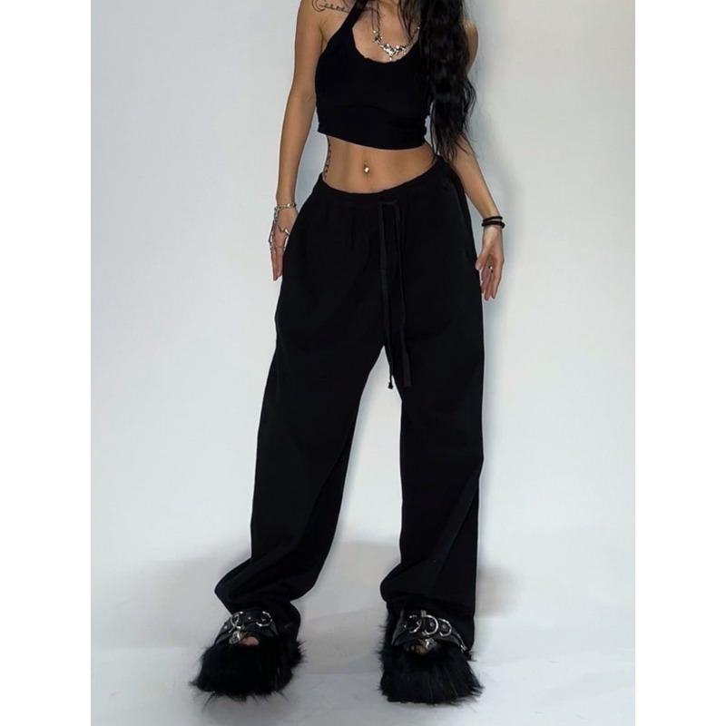 Hip Hop American Vintage Casual Pants Women's Sweatpants Loose Wide Leg Long Pants