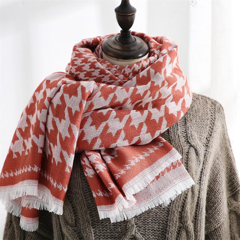 Imitation Cashmere Scarf Winter Women's Sweet Mid-length Scarf Warm Print Scarf Shawl