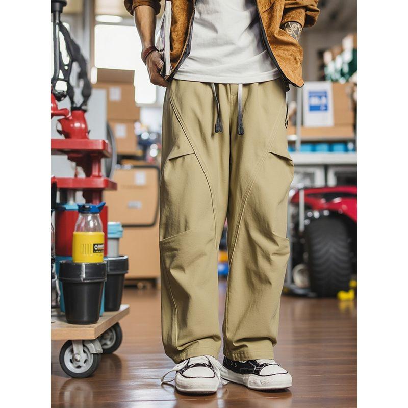 American Retro Heavy Cotton Thickened Wide-Leg Work Pants for Men, Spring and Autumn Straight-Leg Pants, Export Men's Casual Long Pants
