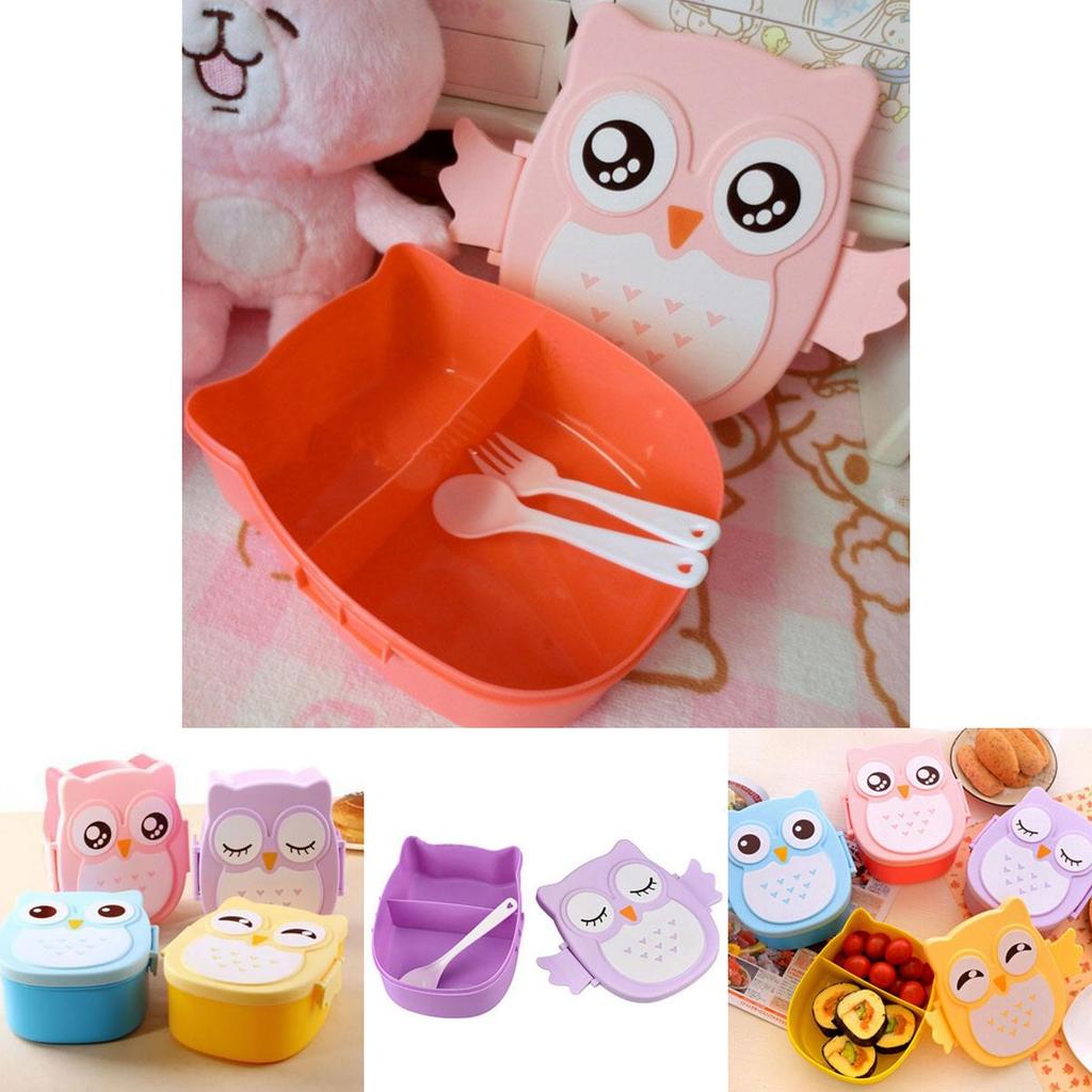 Adorable Owl Design Kids Bento Box With Premium Quality Materials And Utensils Included