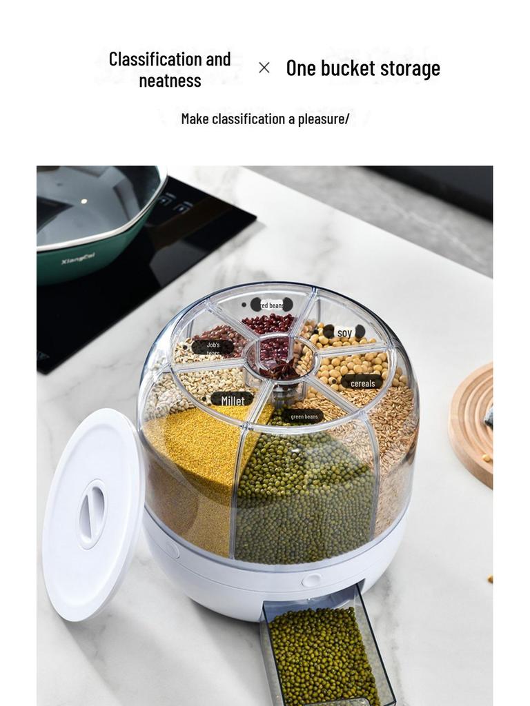 2024 Rotating Rice Storage Cylinder: Insect-Proof, Moisture-Proof, Sealed Grain Box for Home