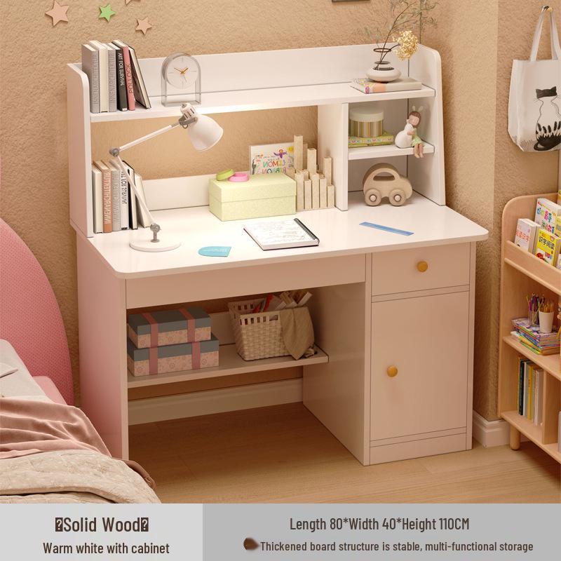 Primary School Students’ Desk & Chair Set with Integrated Bookshelf – Simple Study & Writing Computer Desk