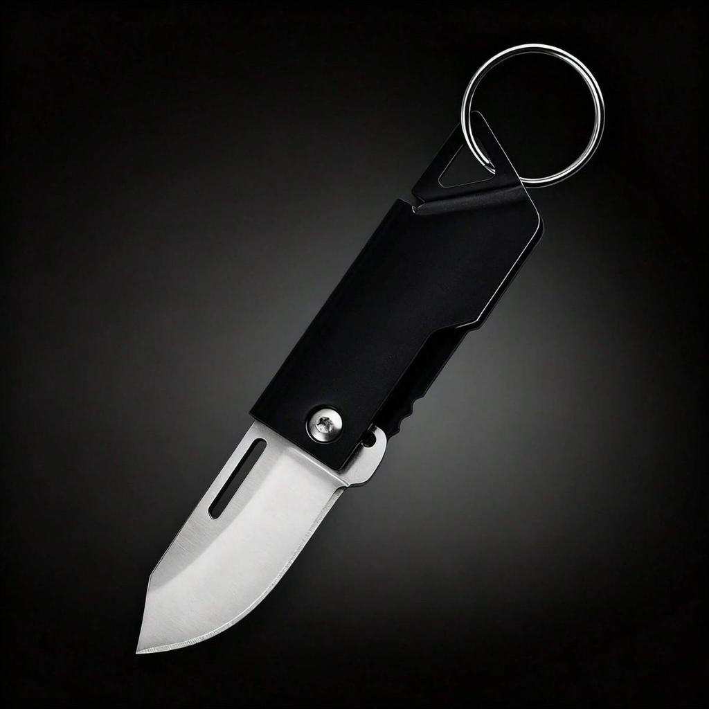 Portable Stainless Steel Folding Keychain Knife for Box Opening and Fruit Cutting