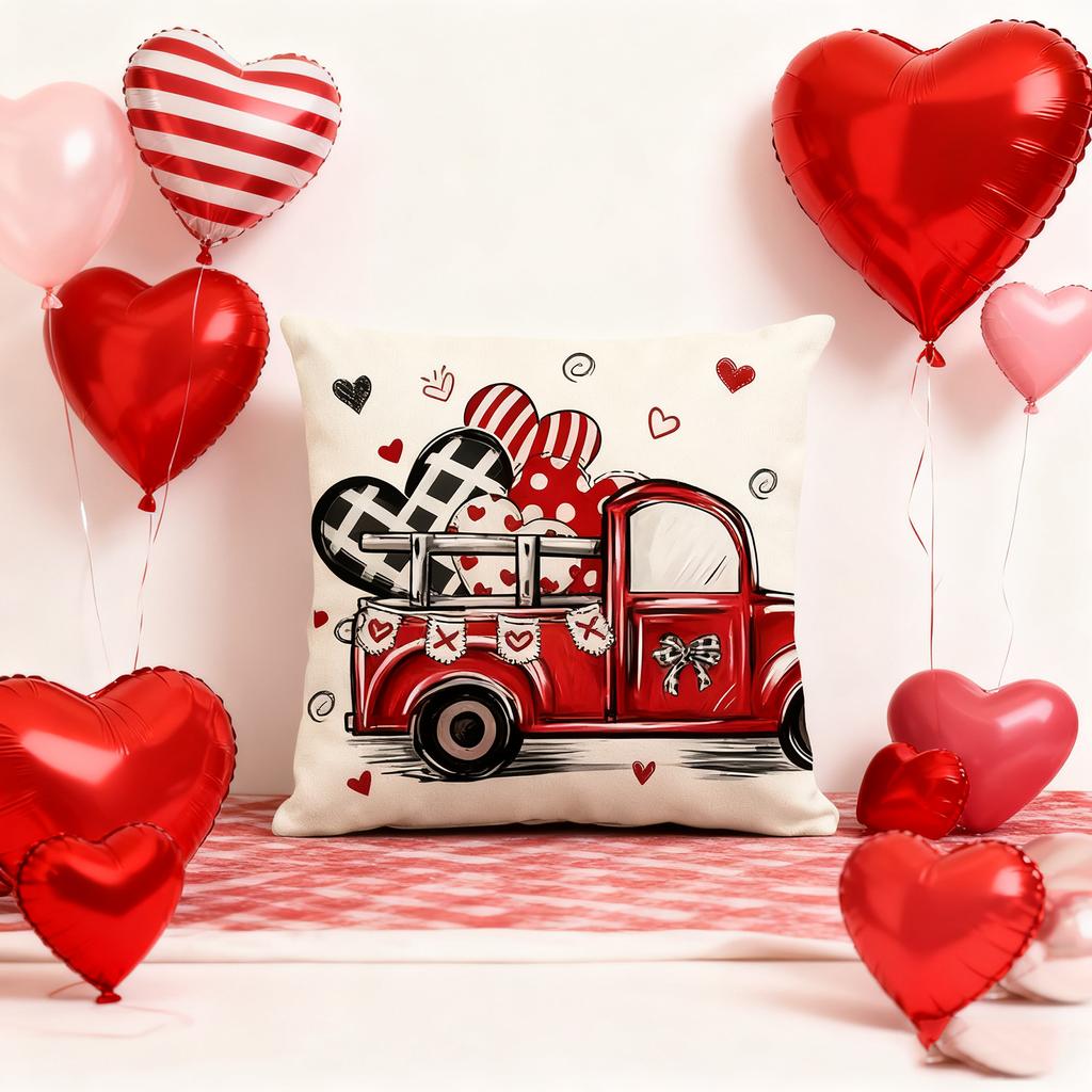 Valentine's Day Pillowcase With Letter And Heart Design, Headboard Pillow, Festive Decoration Pillowcase